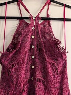 Free People Brand Lace Magenta Dress